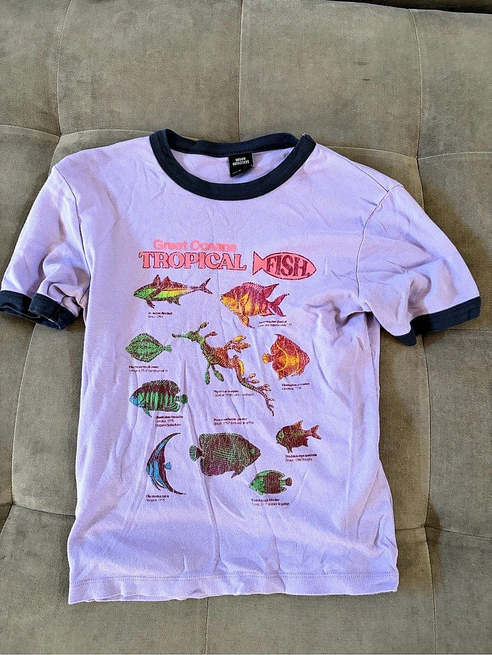 Urban Outfitters Great Oceans Fish Graphic Tee Purple & Black